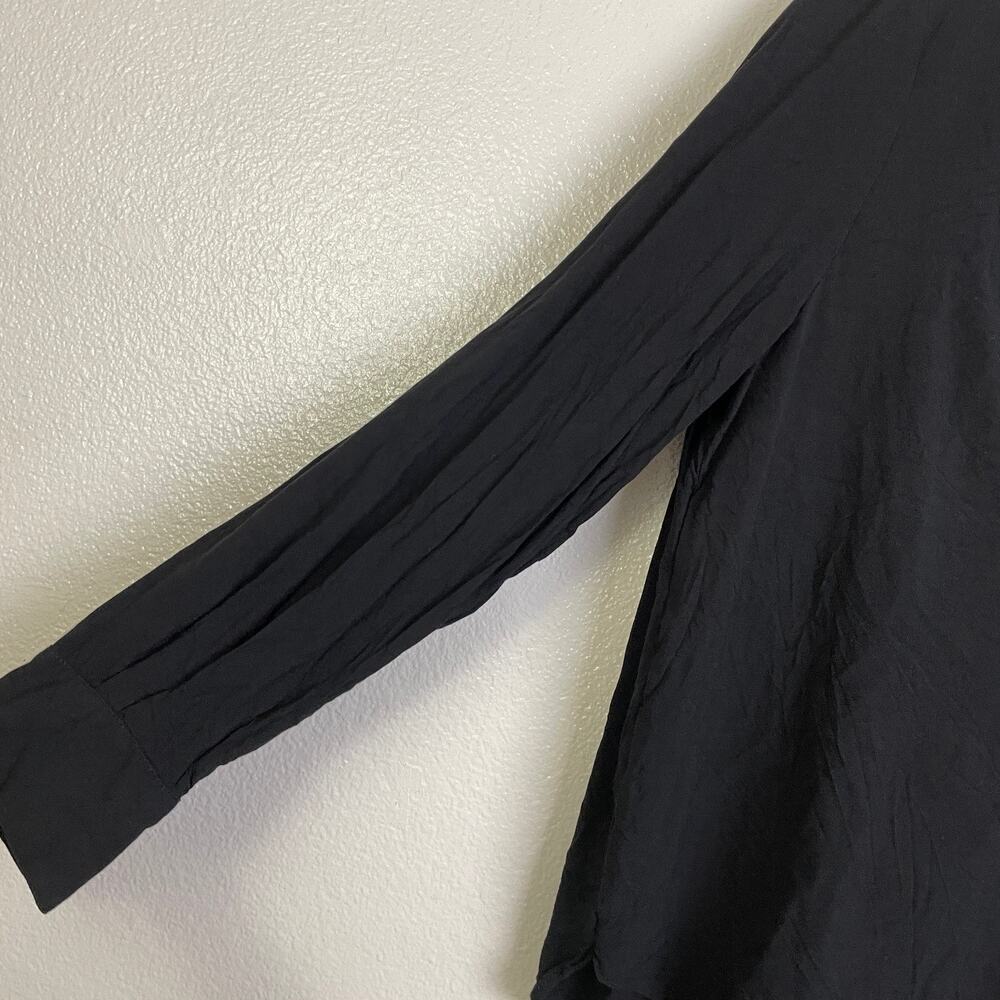 Zadig & Voltaire Tink Top Womens XS Black V Neck Blouse Long Sleeve Pleat Career - Picture 4 of 11